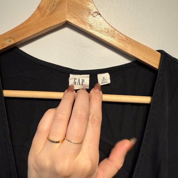 GAP Black Tencel Short Sleeve Jumpsuit Button Up Small - Picture 7 of 9